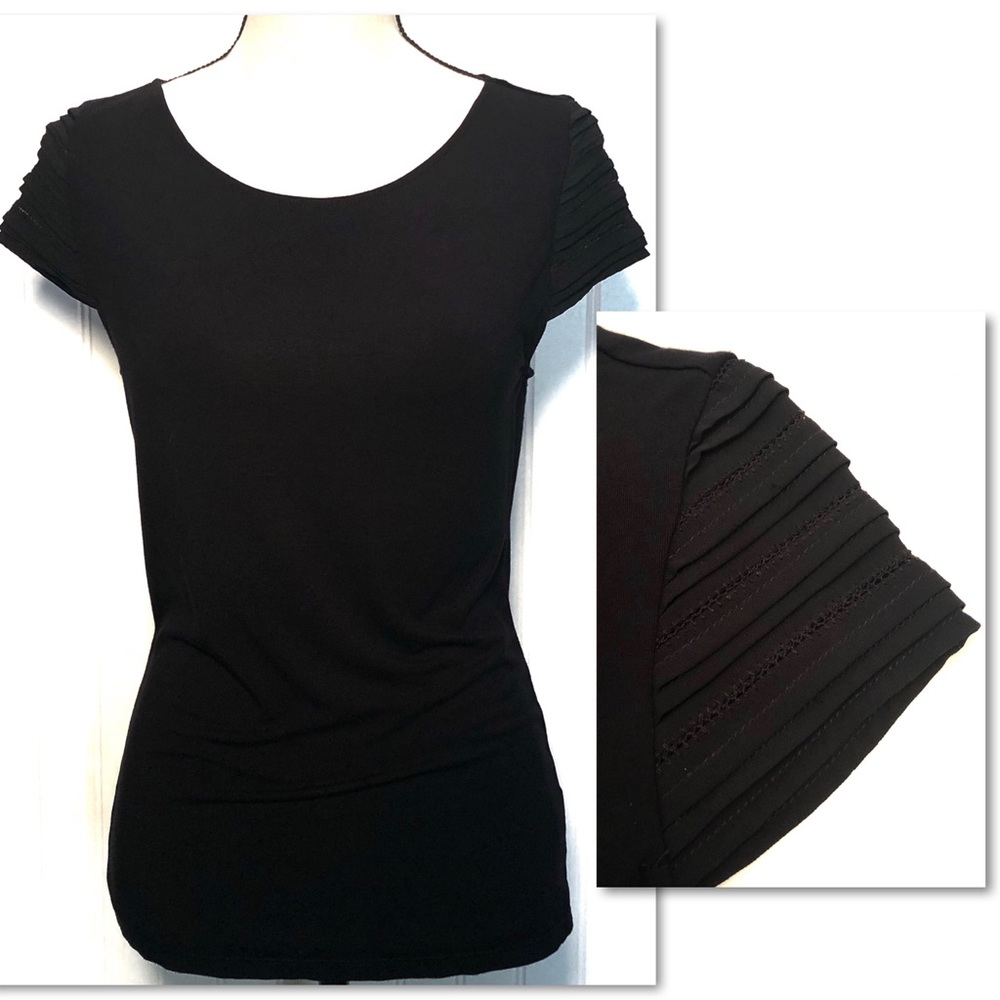 Ralph Lauren Top Decorative Short Sleeves Black T-Shirt Size Petite Medium